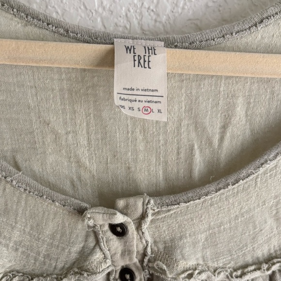 Free People Olive Down Under Linen & Cotton Henley Top - Picture 4 of 6